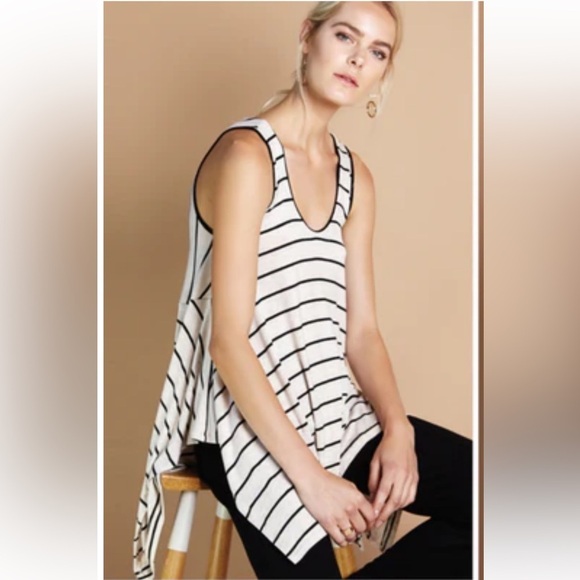 NWT Shannon Passero Stripe Lagenlook Fisher Tunic Scoop Neck Tank Top Sz M - Picture 9 of 9